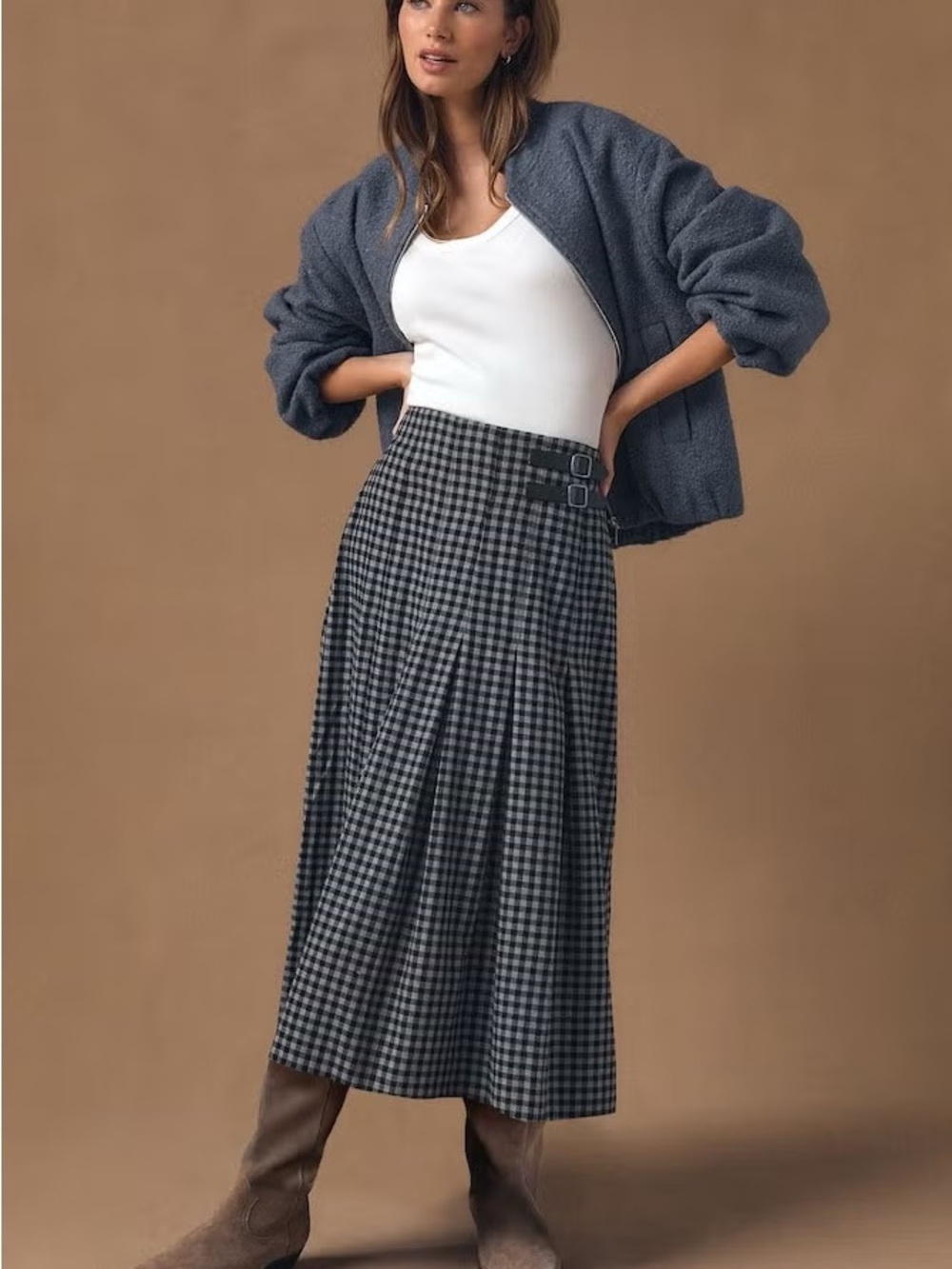 Vintage 80s Impromptu Midi Kilt Skirt With Side Button Detail - Picture 7 of 8